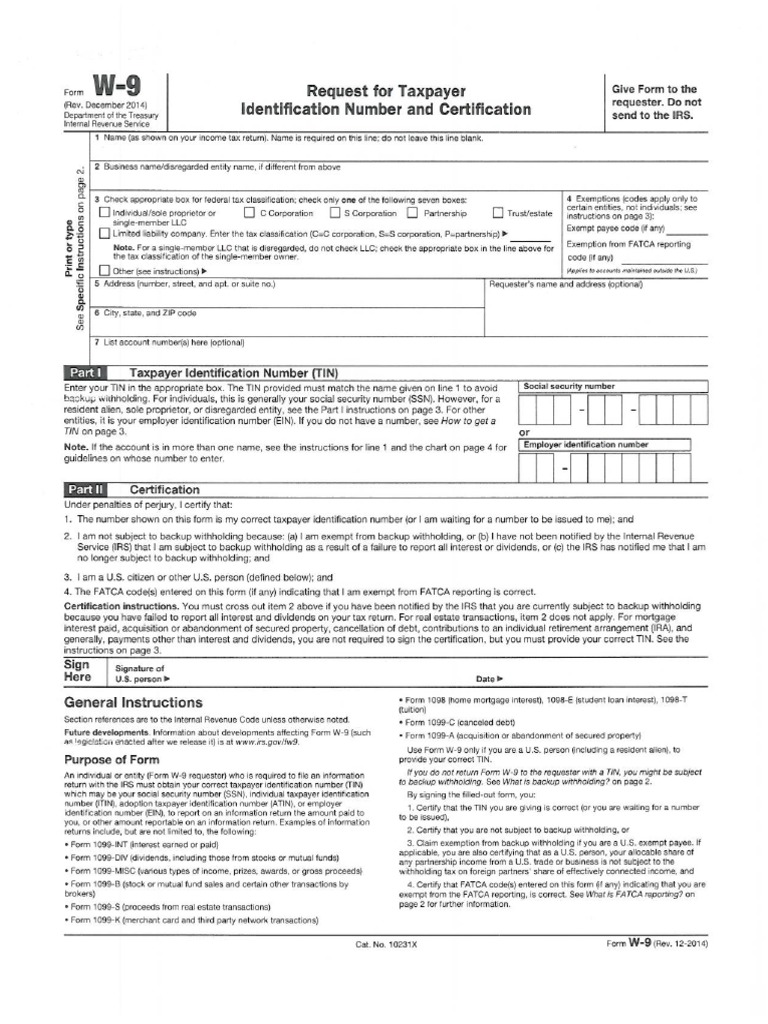 Blank w9 PDF PDF