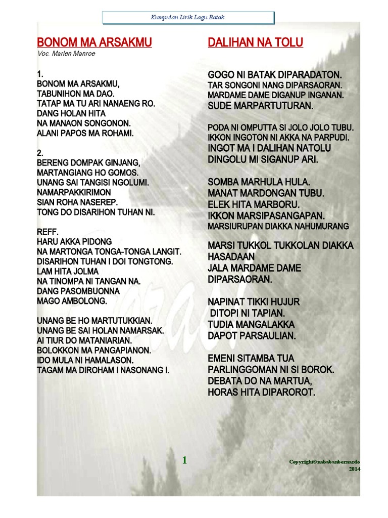 297857536 Batak Song Liric Terbaru Doc