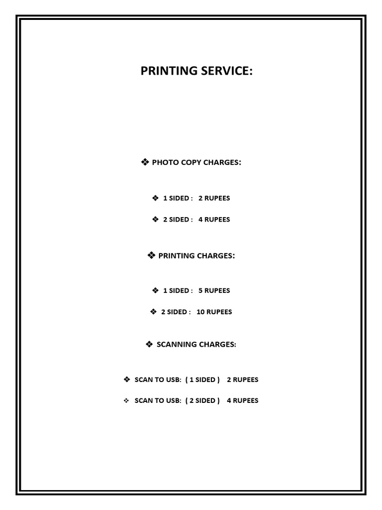 Affordable Printing and Scanning Rates | PDF | Art