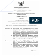 Perka BKPM No. 7 THN 2013 Tentang Penyelenggaraan Fungsi Pelayanan Terpadu Satu Pintu Bidang Penanaman Modal Di Badan Koordinasi Penanaman Modal