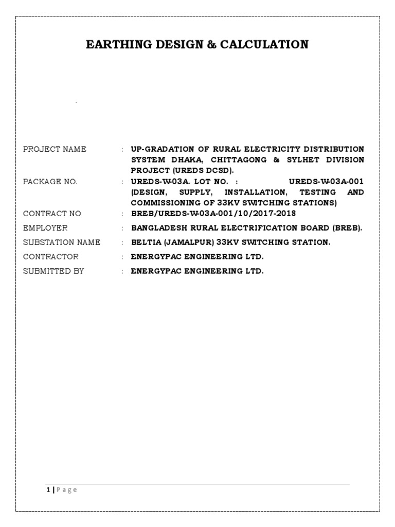 Earthing Design for 33kV Substation | PDF | Electrical Resistivity And ...