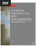 JTM English Proficiency Test) Jept (Score Description: B Y English Language Cluster General Studies Committee Iljtm