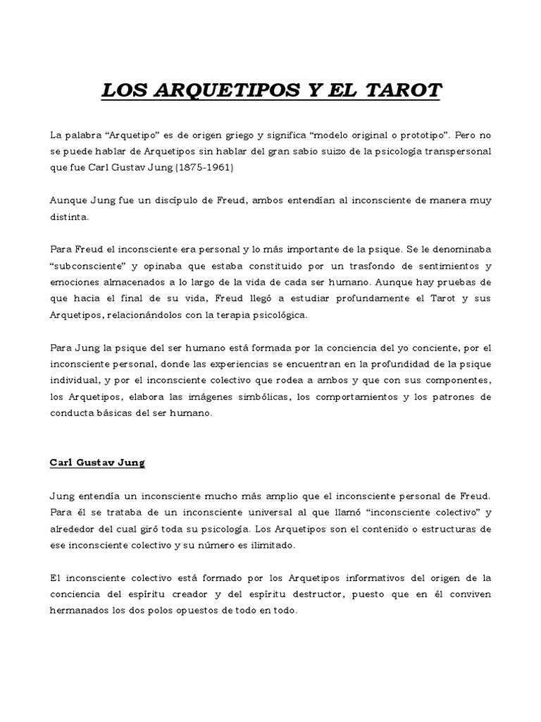 Los Arquetipos Y El Tarot Segun Jung PDF | PDF | Carl Jung | Psique ...
