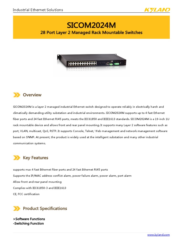 Kyland Datasheet en PDF Network Switch