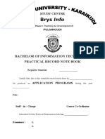 Brys Info: Bachelor of Information Technology Practical Record Note Book