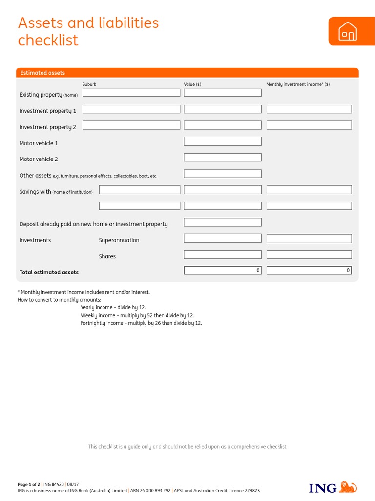 Proforma Assets and Liabilities Download Free PDF Ing Group