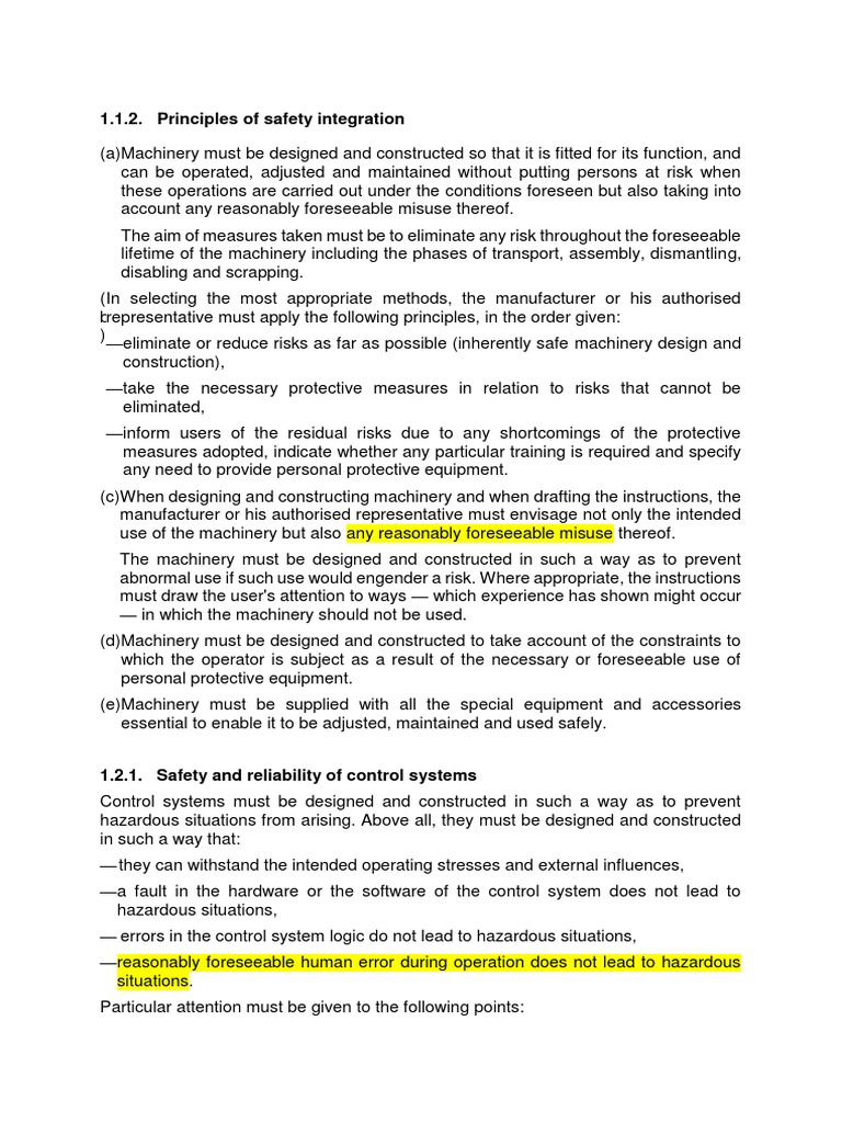 Safety Principles for Machinery Design | PDF | Control System ...