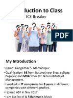 Introduction To Class: ICE Breaker