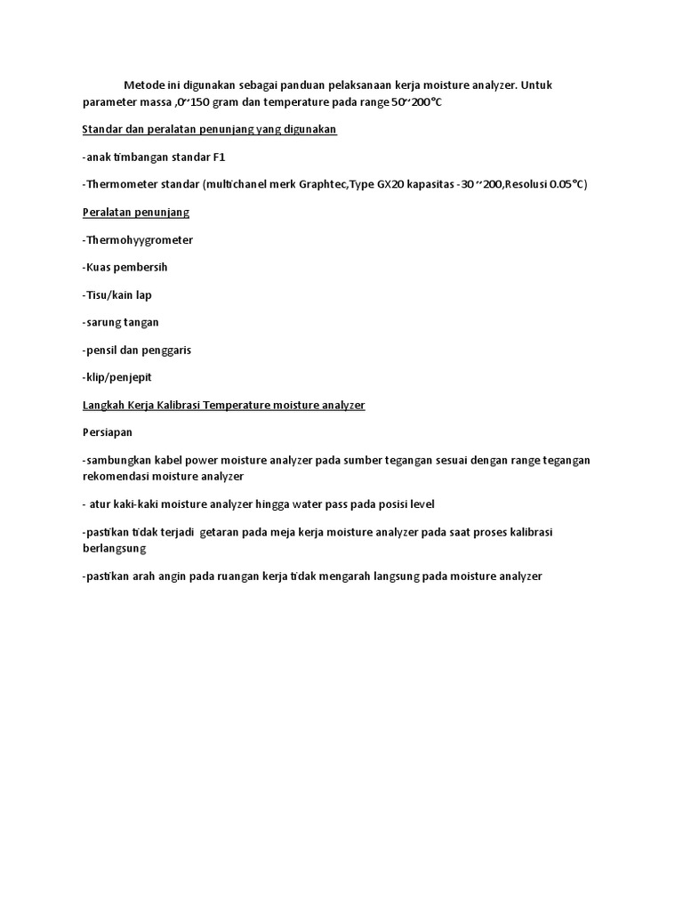 Metode Ini Digunakan Sebagai Panduan Pelaksanaan Kerja Moisture