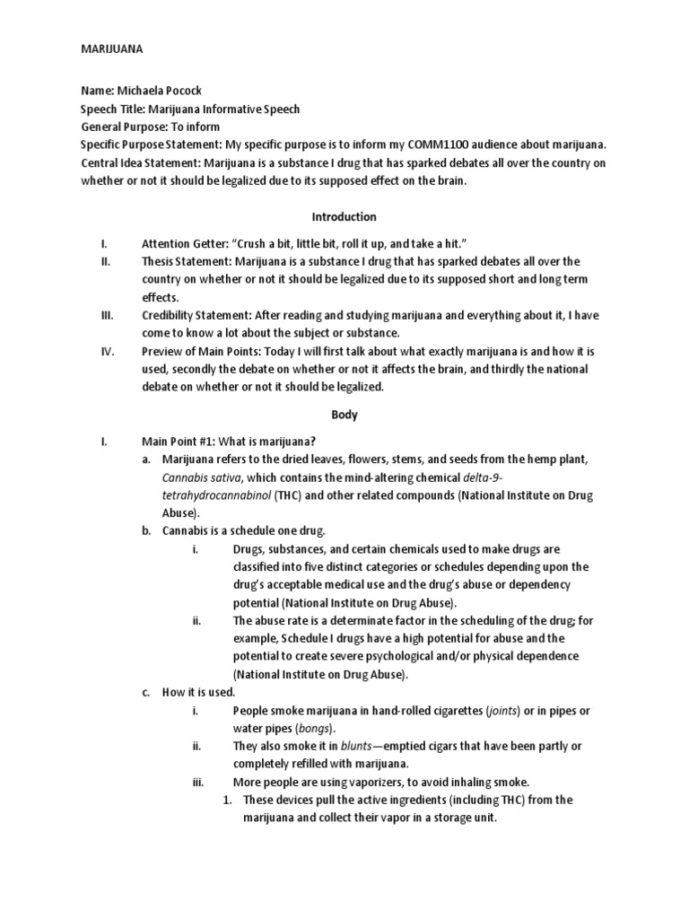 Informative speech on marijuana image