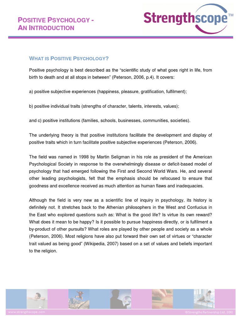 Introduction to Positive Psychology | PDF | Positive Psychology | Flow ...