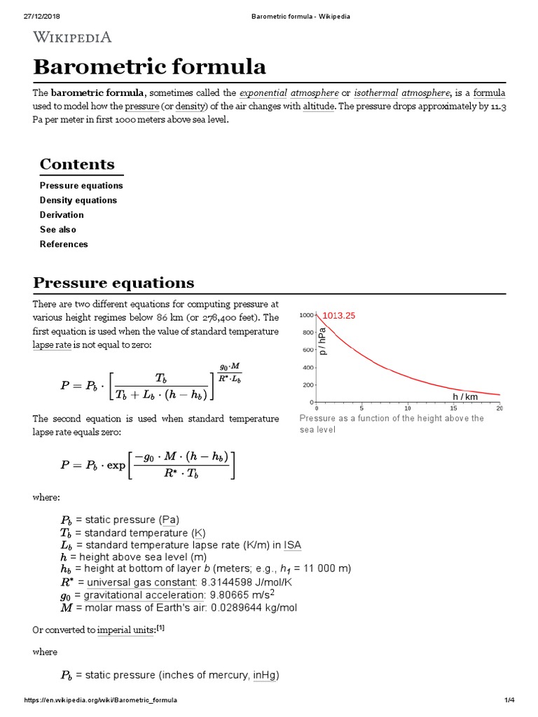 Barometric Formula Wikipedia PDF Transparent Materials