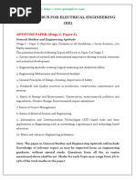 Ies Syllabus For Electrical Engineering (EE) : APTITUDE PAPER (Stage-I, Paper-I)