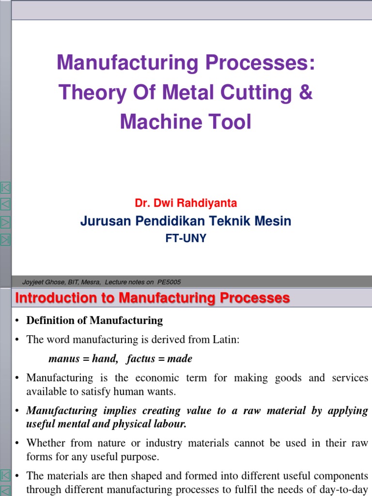 Teori Pemesinan Dasar Theory of Metal Cutting & Machine Tool PDF