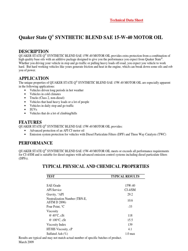 MSDS Motor Oil Vehicle Technology
