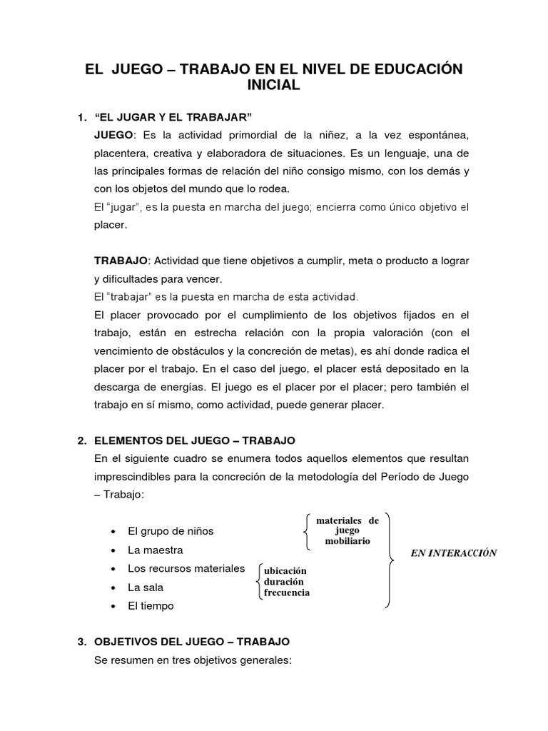 El Juego | PDF | Salón de clases | Educación de la primera infancia