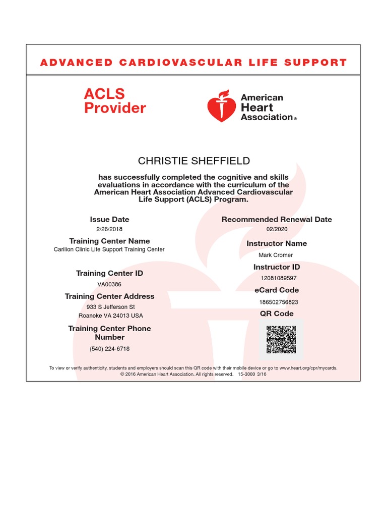 Acls Provider Advanced Cardiovascular Life Support