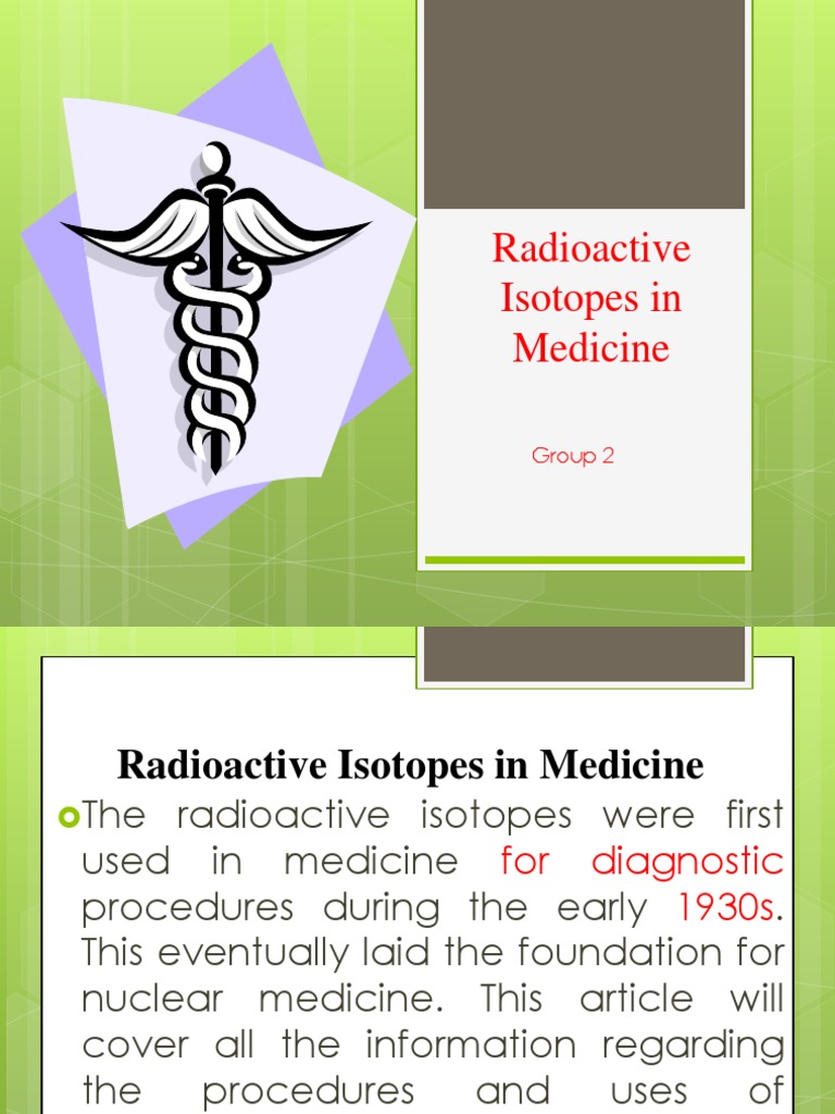 Radioisotopes in Medicine PDF Nuclear Medicine Radionuclide