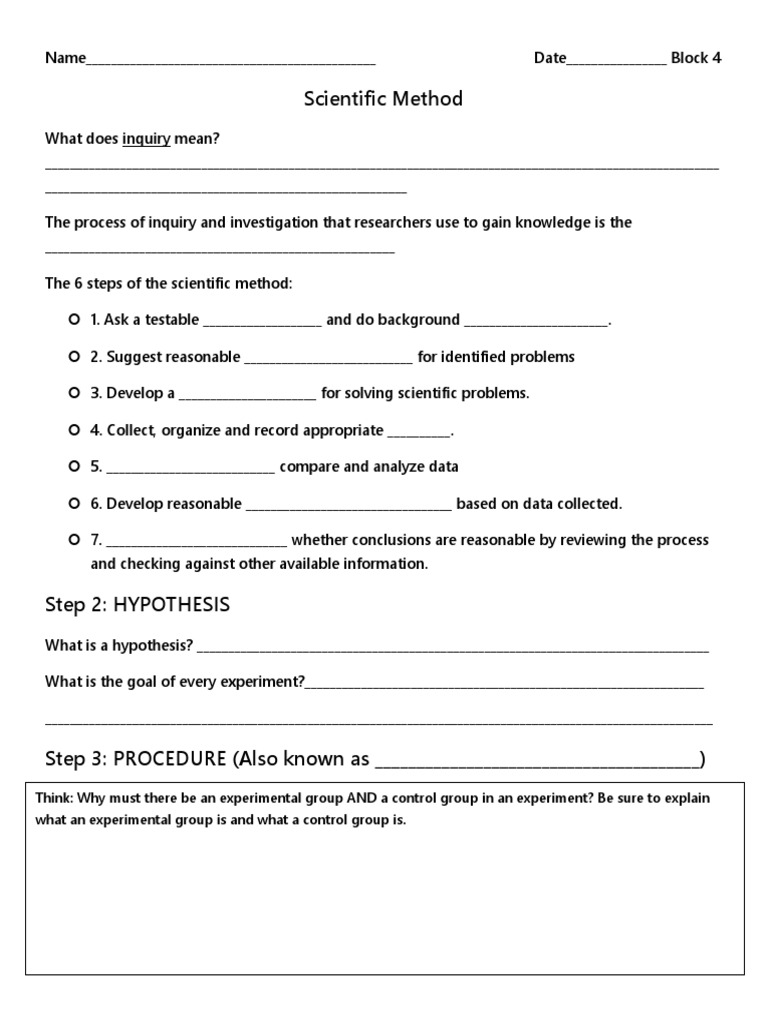 Scientific Method Guided Notes PDF Experiment Scientific Method