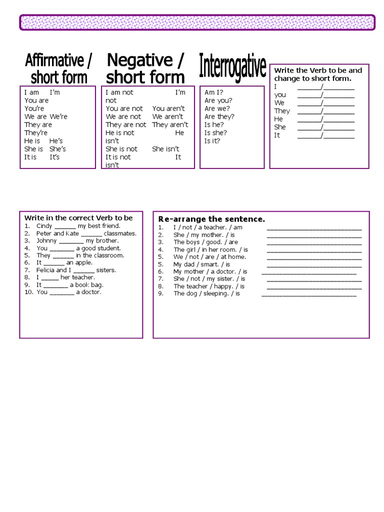 Verb To Be Worksheet | PDF | Languages | Language Arts &amp; Discipline