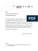 Modelo de Solicitud de Inscripcion de Curso de Verano