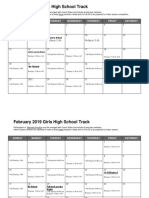 January 2019 Girls High School Track: Sunday Monday Tuesday Wednesday Thursday Friday Saturday