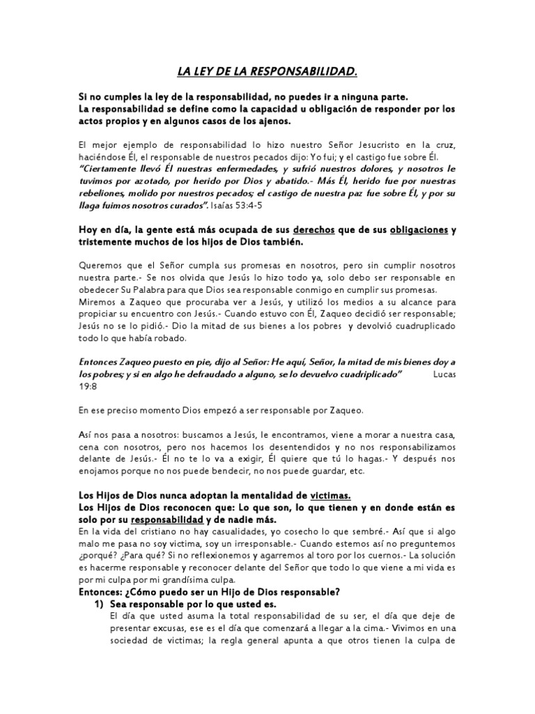 Ley y Valor de la Responsabilidad | PDF | Jesús | Biblia