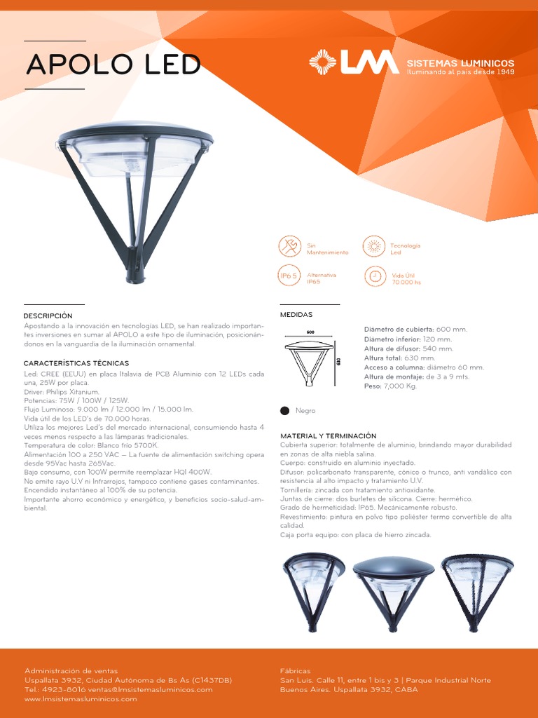 Innovación en Iluminación APOLO LED | PDF | Diodo emisor de luz | Aluminio