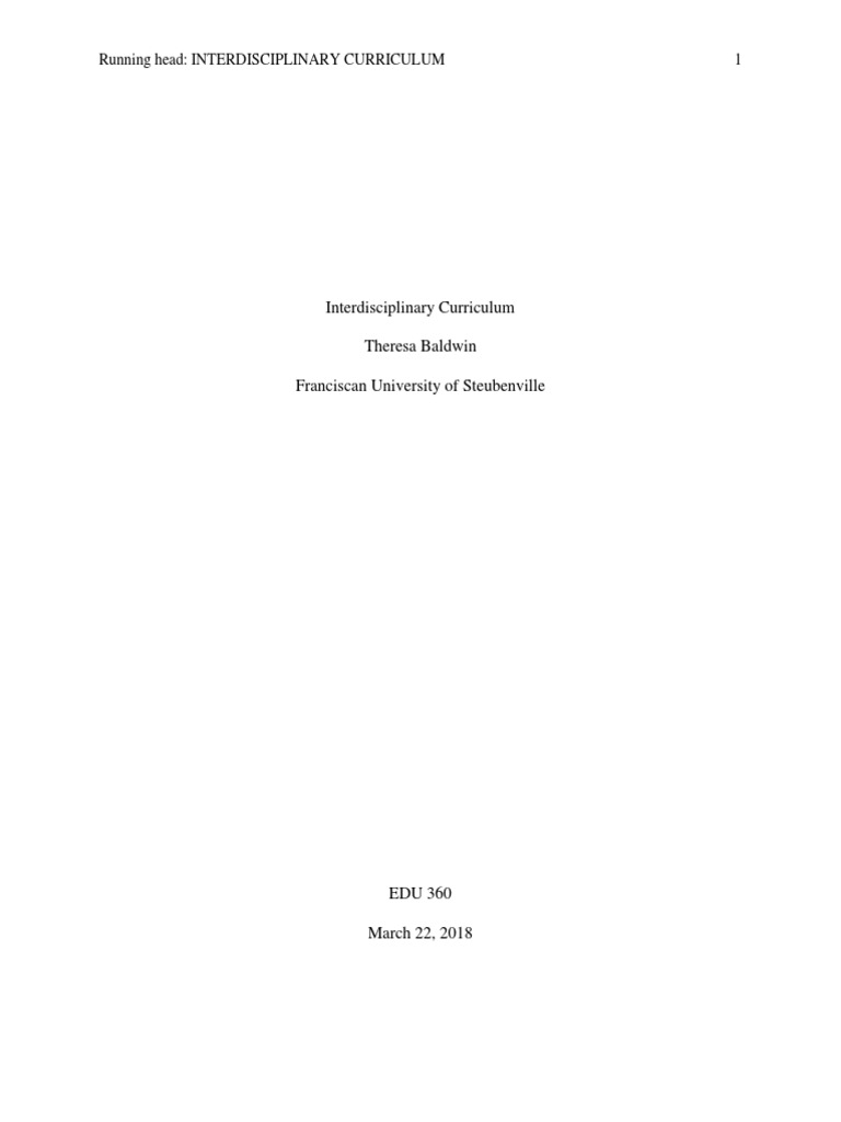 Interdisciplinary Curriculum Pdf Curriculum Interdisciplinarity