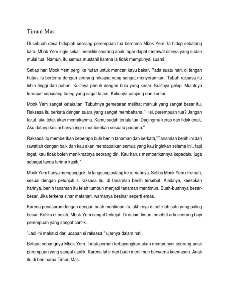 Cerpen Timun Mas Pdf