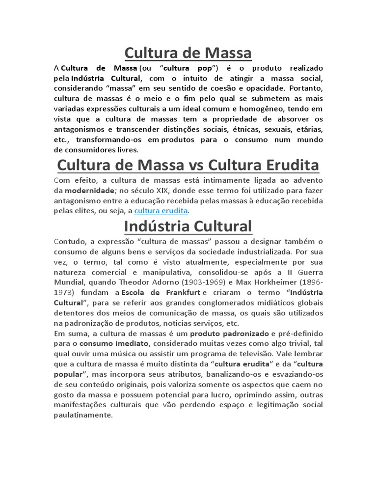 Cultura de Massa | PDF