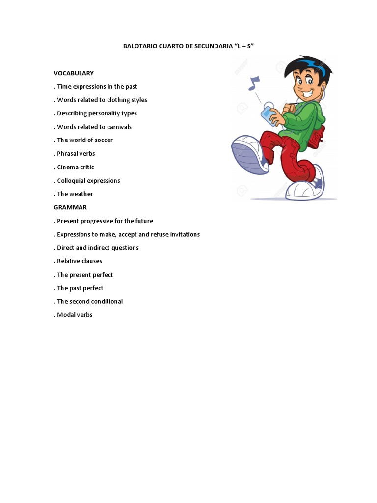 Cuarto de Secundaria: Vocabulario y Gramática | PDF | Language Arts ...