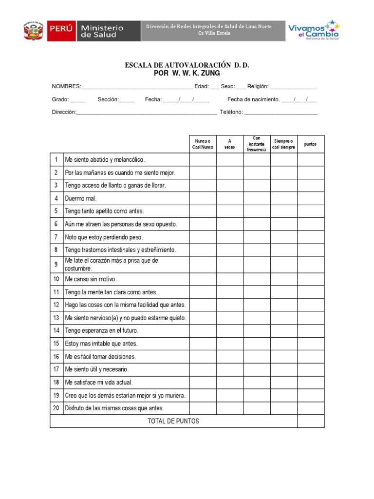 Test de Ansiedad y Depresion | PDF | Depresión (estado de ánimo)