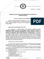 Raspuns MJ La Plângerea Prealabilă A FSANP Referitoare La Renunțarea La Obligația de A Obține Aprobarea În Vederea Părăsirii Garnizoanei