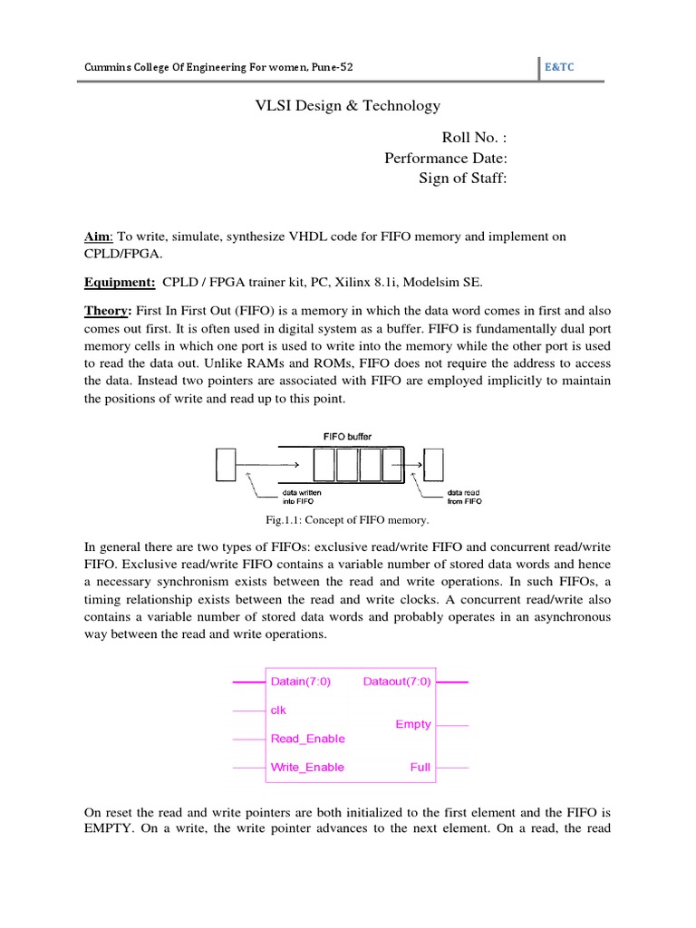 FIFO Memory Implementation Results | PDF