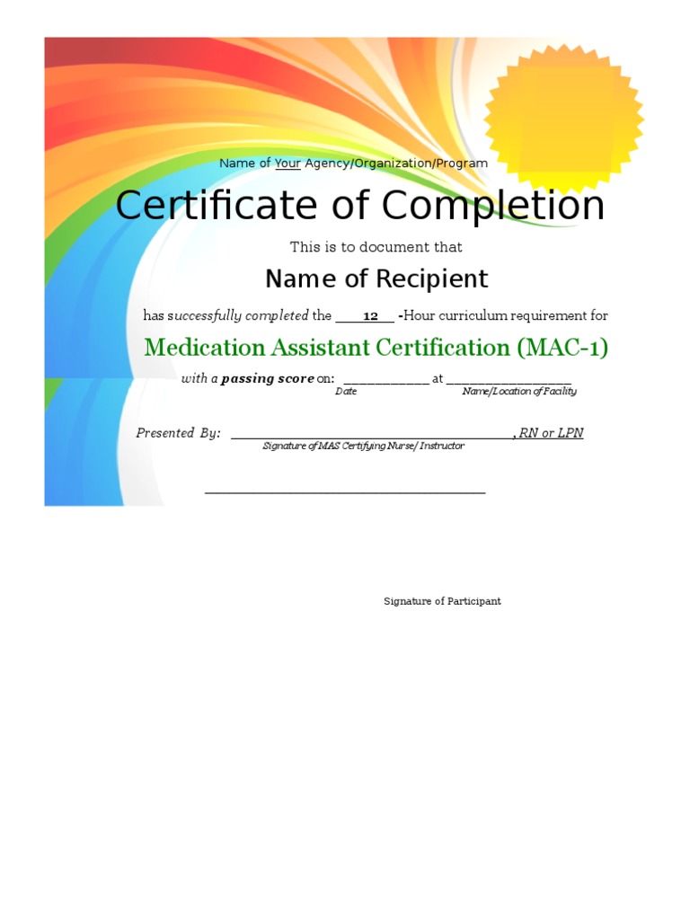 Medication Assistant Certification Completion | PDF