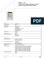 Product Data Sheet: Micom P922-Voltage and Frequency MGT and Protection Relay-20Te-Standard Display