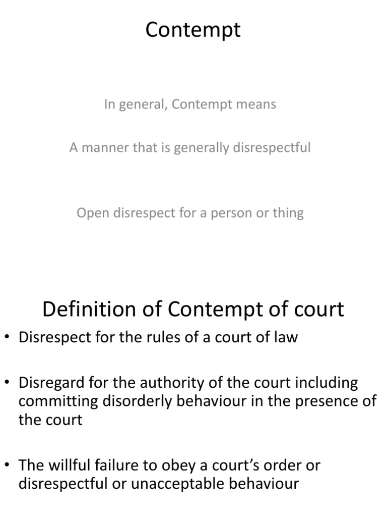 Contempt 1 Contempt Of Court Burden Of Proof Law