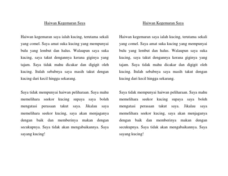 Haiwan Kegemaran Saya Pdf