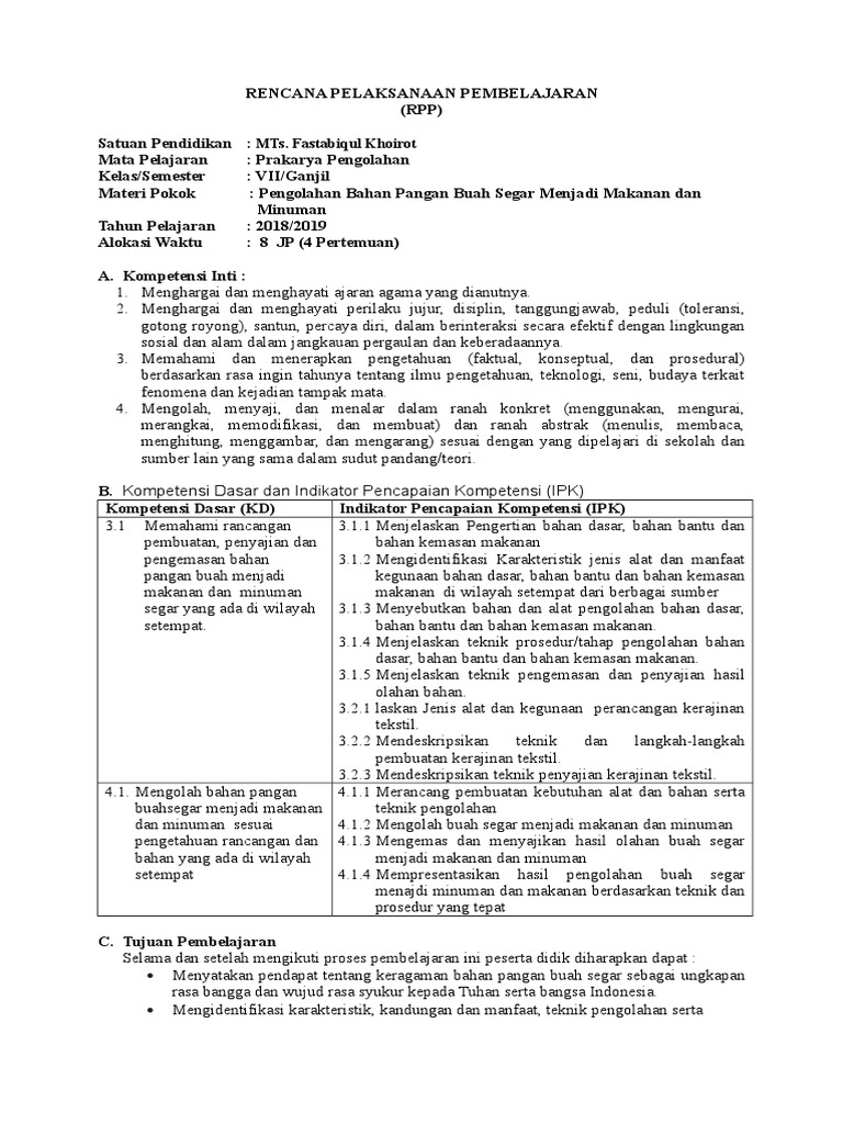 Bab 1 Pengolahan Bahan Pangan Buah Segar Menjadi Makanan Dan Minuman