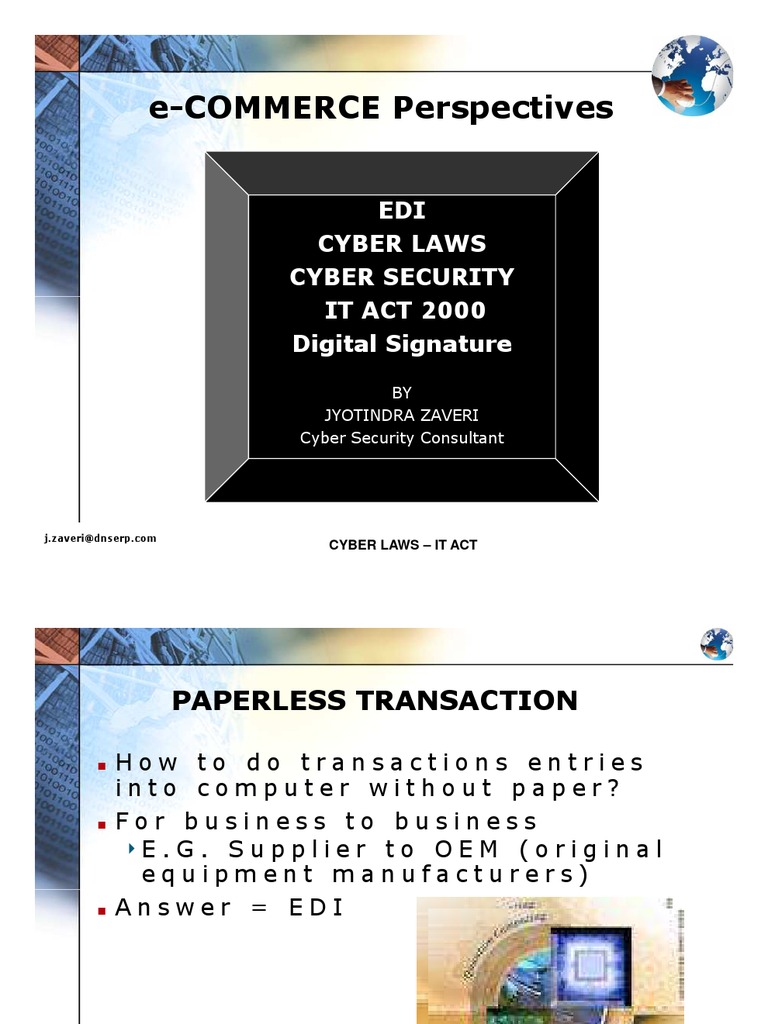 Cyber Laws In E Commerce Overview Pdf Electronic Data Interchange