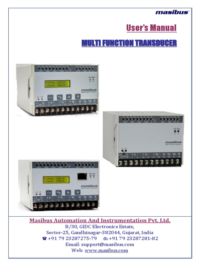 Multi Function Transducer User Manual | PDF | Power Supply | Kilowatt Hour