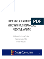 Improving actuarial reserves analysis through claim-level predictive analytics
