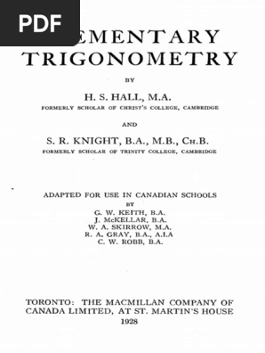Elementary Trigonometry | PDF | Trigonometric Functions | Circle