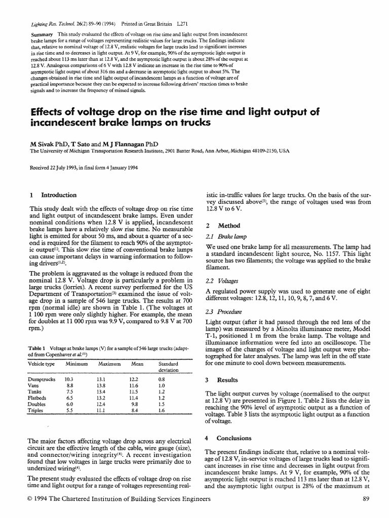 Voltage Drop Light Lamps Effects Incandescent PDF Incandescent