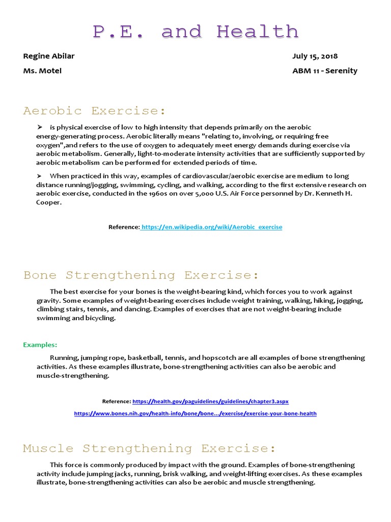 Exercise Guide for ABM 11 Students | PDF | Aerobic Exercise | Weight ...