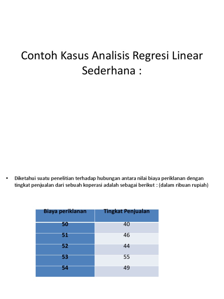 Contoh Kasus Analisis Regresi Linear Sederhana Pdf