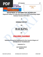 Download Seminar Report on Hacking by Praveen Kanwar SN39719086 doc pdf