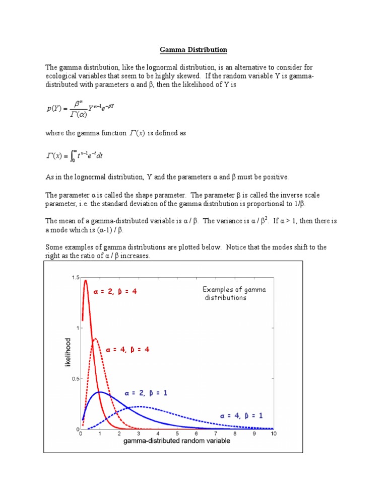 Gamma Distribution for Ecologists | PDF