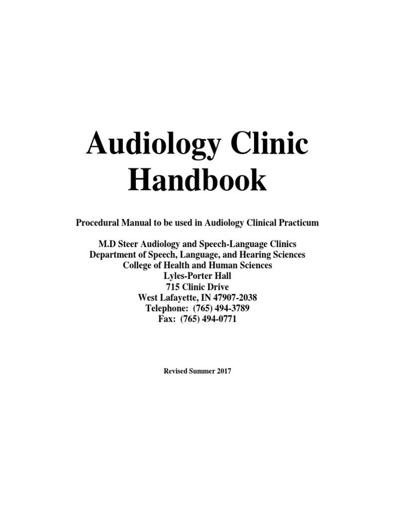 Audiology Clinic Handbook | PDF | Audiology | Health Insurance ...